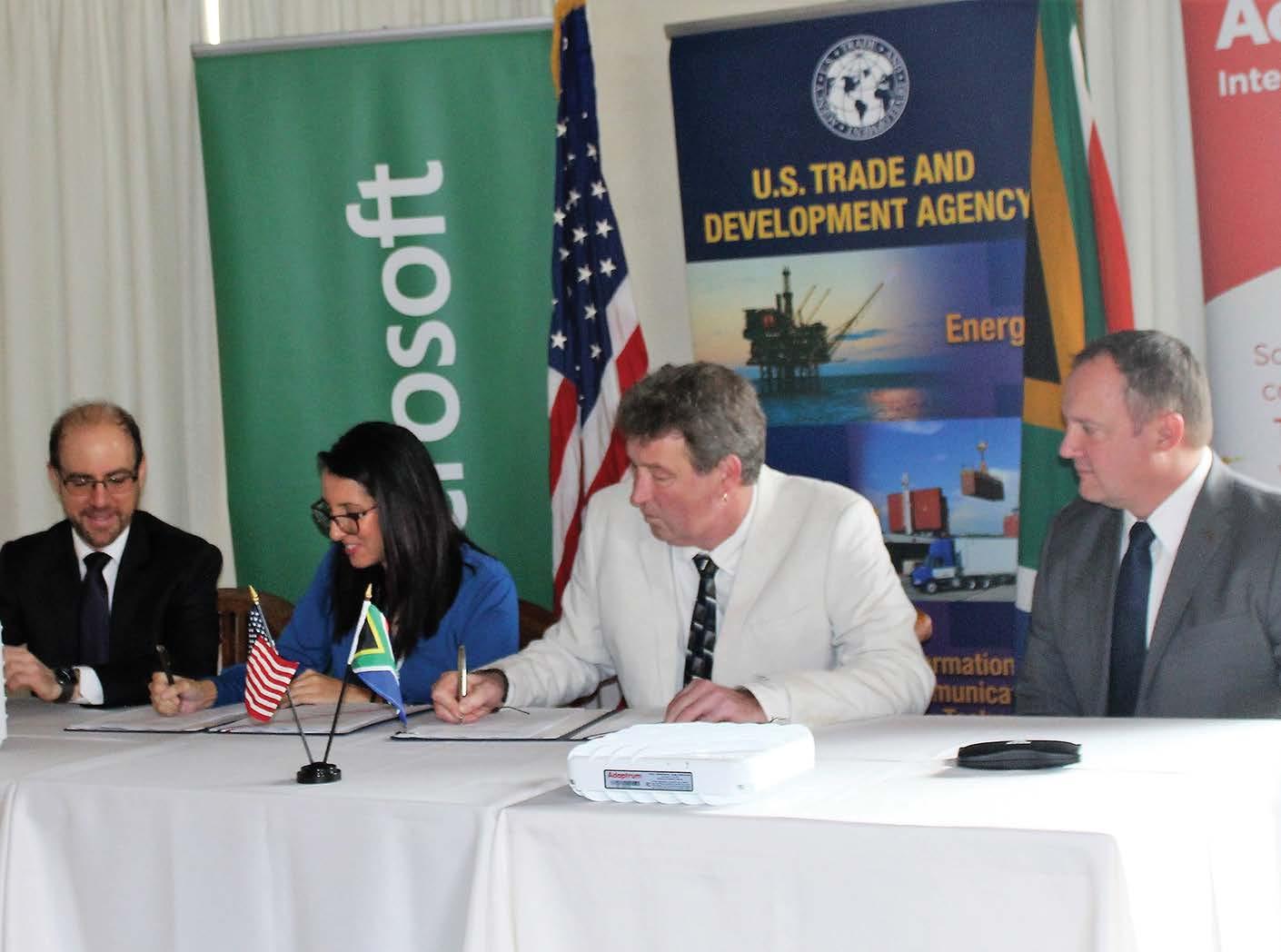 From left: Jacob Flewelling (USTDA), Hala Rharrit (US Durban Consulate), Paul Colmer (WAPA) and Timothy Driessel, (Mia Voice and Data).